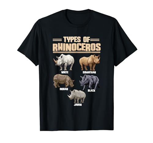 Rhino Animal Lover Funny Educational Types of Rhinoceros T-Shirt