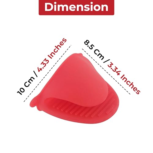 Image of HAZEL Silicone Pinch Grip Mitts Microwave Oven Heat Resistant Gripper Kitchen Pot Holder, Red