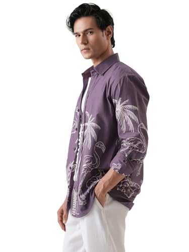 Image of Pinkmint Men Printed Cambric Cotton Shirt |Stylish Designer| Lightweight Summer Wear| Regular Fit Shirt for Men (Available in Plus Size)