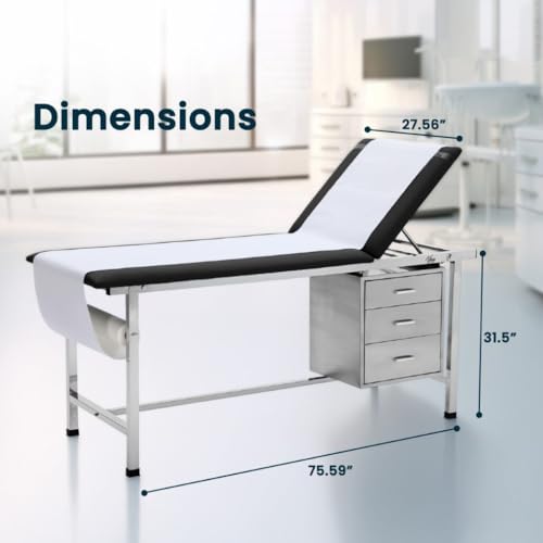 Vivacomfort Adjustable Black Medical Exam Table with Drawers and Paper Dispenser - Thumbnail 7