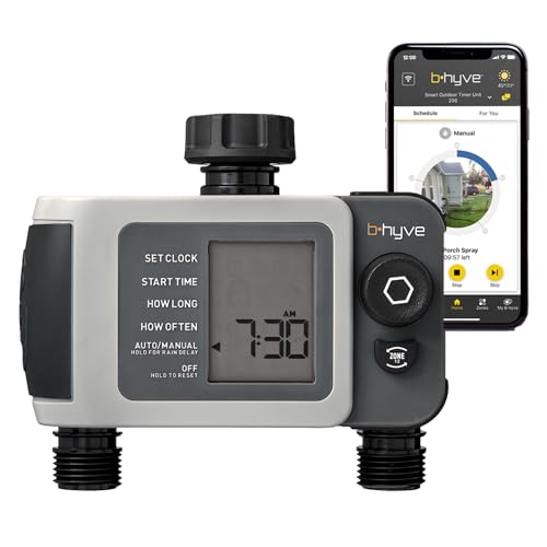 Orbit B-hyve XD 2-Port Smart Hose Watering Timer - Features Dual Outlet Irrigation Control - App Controlled Watering Timer with Bluetooth - Weatherproof Battery Powered - 24632