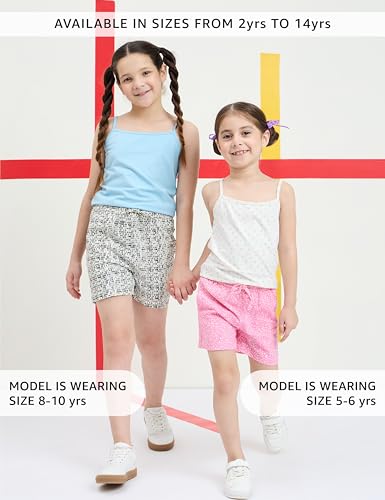 Image of Amazon Brand - Symbol Girls Regular Fit Printed Rayon Shorts | Elasticated Waistband | Age 2-14 Years