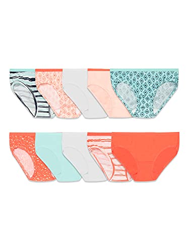 Fruit of the Loom Girls EverSoft Hipster Underwear 10 Pack, 10, Assorted