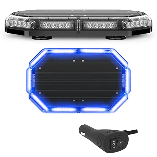 SpeedTech Lights K-Force 18 Mini Light Bar 120 Watts LED Strobe Lights for Trucks, Cars, Plows, and Emergency Vehicles with Magnetic Roof Mount - Blue/Blue