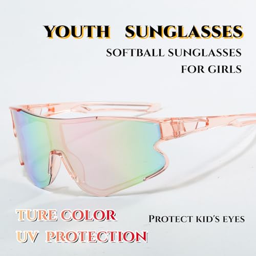2Pack Youth Baseball Sunglasses for Boys Girls Age 4-12 Kids Sunglasses for Softball Tennis Cycling Golf4