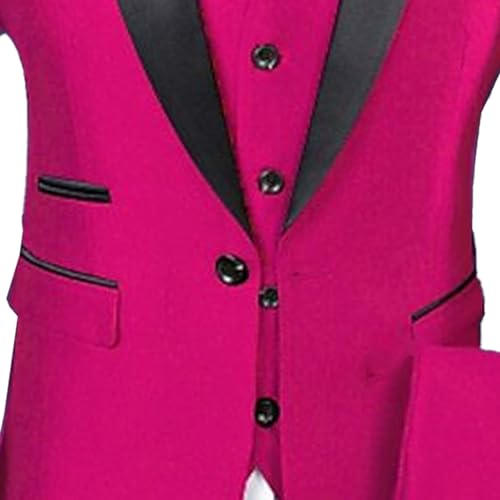 3 Piece Shawl Lapel Tuxedo for Men Solid Slim Fit Casual Suit Jacket One Button Jacket Vest Pants Sets4