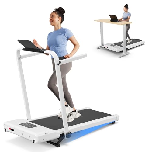 Superun 3-in-1 Foldable Walking Pad Treadmill with Handle, 9% Incline, 7.5 MPH, 300 lbs Capacity, App Control, Training Programs & Multi-User Racing – Ideal for Home Use