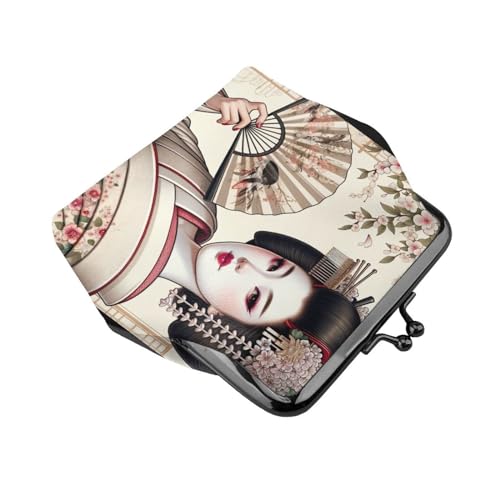 Pu Leather Buckle Coin Purse Japanese-Geisha Girls Kiss-Lock Change Purse Wallets3
