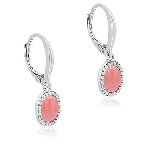 925 Sterling Silver 8x6mm Oval Shape Genuine or Simulated Gemstone Leverback Drop Dangle Earrings (Bezel Setting)3