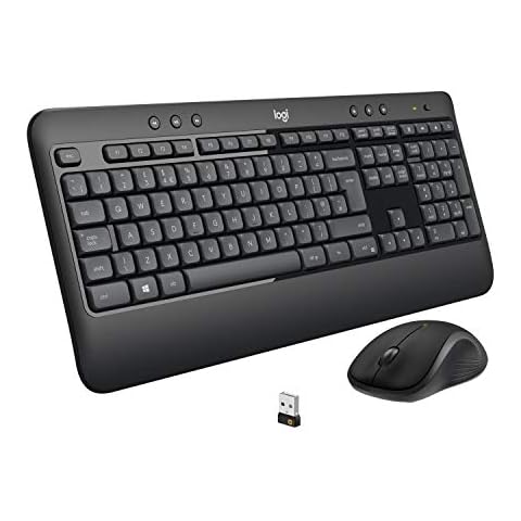Logitech MK540 Advanced Wireless Keyboard and Mouse Combo for Windows, 2.4 GHz Unifying USB-Receiver, Multimedia Hotkeys, 3-Year Battery Life, for PC, Laptop, QWERTY UK English Layout - Black Cover