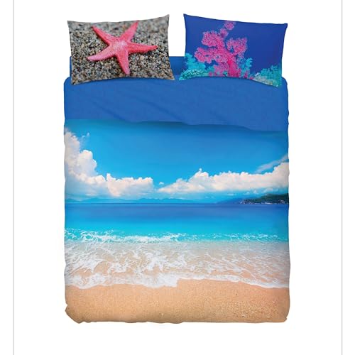 Bassetti completo letto IMAGE copriletto lenzuolo serie stampa in digitale alta definizione animali natura paesaggi balza applicata 100% cotone – Made in ITALY (HONOLULU, MATRIMONIALE)