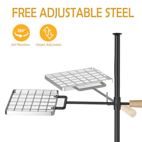 Campfire Grill Grate with Swivel Handle, Campfire Cooking Equipment - Fire Pit Grill Grate with Heavy Duty Steel, For Outdoor BBQ Camping and Cooking, Black - Image 5