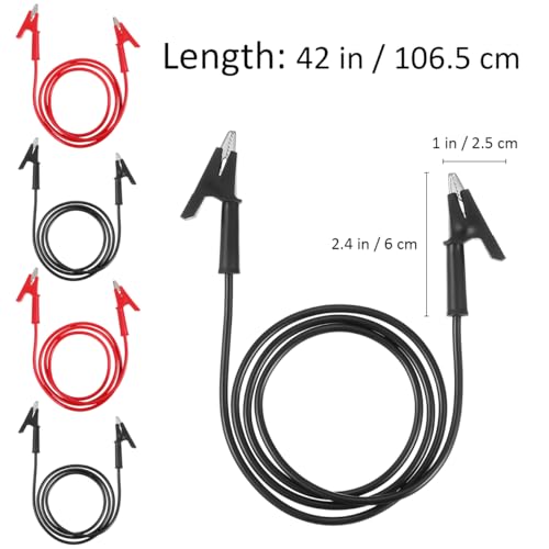 Image of OUNONA Jumper Wire Kit with Alligator Clips 8 Pcs Electrical Test Leads Dual Ended Clip Wires for Multimeter Testing Circuit Connections Red and Black 39.37 in