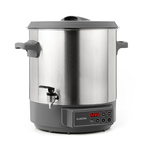 KLARSTEIN Lady Marmalade - Pasteurisateur, Distributeur pour boissons chaudes, 27 L, 1800 Watt, 30-100 °C, Minuterie, Fonction réchauffage, Protection contre la surchauffe, Acier inoxydable brossé