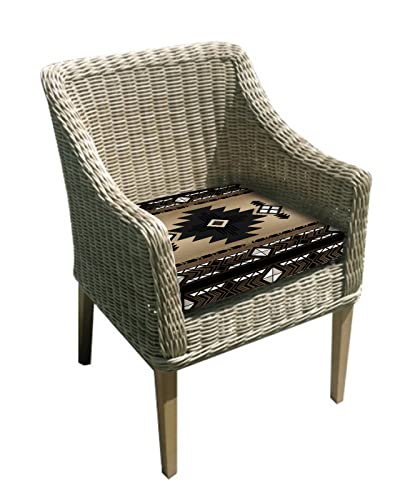 2 Pack Indoor/Outdoor Seat Cushion Cover, Western Southwestern Cushion Covers Waterproof Patio Chair Cushion Slip Cover with Ties for Garden Cushions Pad 22Lx22W Brown Boho Aztec Farmhouse Native