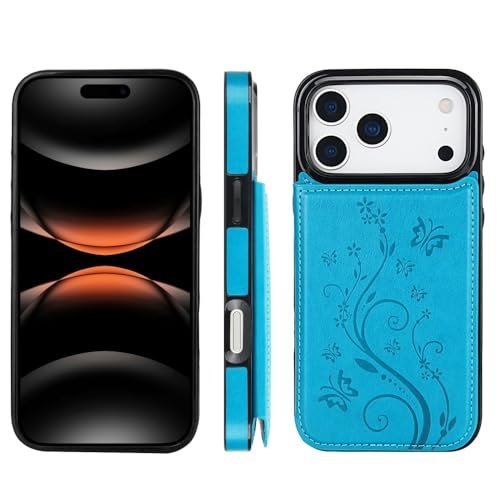 Étui iPhone 15 bleu portefeuille en cuir anti-rayure qui remplace votre portefeuille