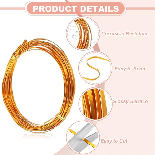 Image of uxcell 18 Gauge Flat Aluminum Wire, 16.40 ft 3mm Wide Aluminum Crafts Wire for Flower Bonsai Crafts Carving DIY Bezel Sculpting Gem Metal Wrap, Golden Yellow