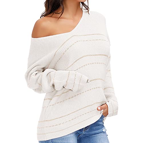 Maglione a righe a maniche lunghe da donna con