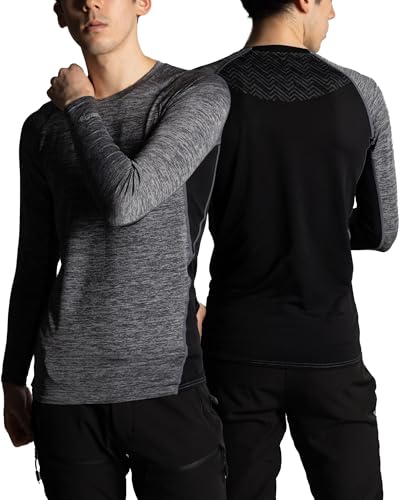 [Duerfusa] 空調ウェア専用インナー メンズ 長袖 接触冷感 Q-MAX0.4 強冷感(ヘザーグレー×ブラック/M)のサムネイル