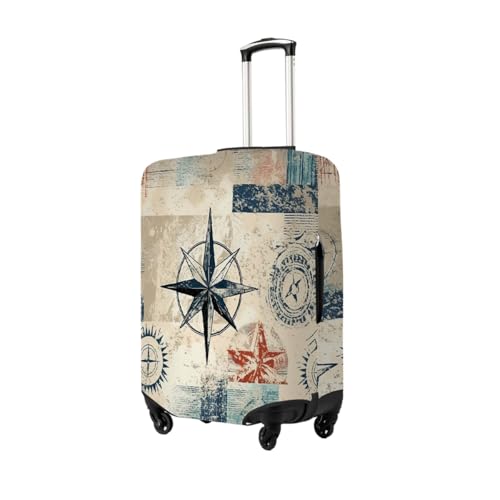 Nautical Marine Copmass Stretchable Luggage Covers for Suitcase TSA Approved, Dust Proof and Scratch Resistant Travel Luggage Protector for Carry On (18-21 in)2