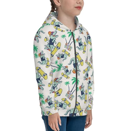 Skateboard Cartoon Crocodile Kids Pullover Hoodies Boys Zip Up Sweatshirts Girls Athletic Clothes with Pocket4