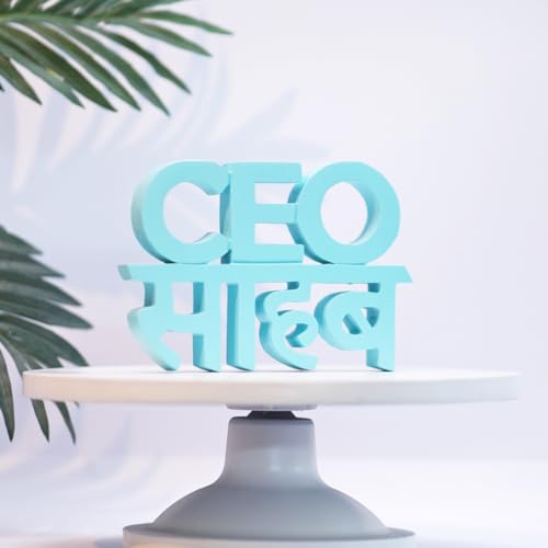 Image of NUKKAD TALES CEO Sahab Blue Office Decor Showpiece Office Decoration Items for Office Table Gift for Boss (7 X 4.99 Inch)