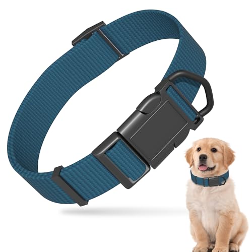 PawHuggies Blue Dog Collar for Large Dog, Breathable, Anti-Odor & Soft, Comfortable for Sensitive Skin Puppies, 90% Bamboo Rayon, Adjustable Quick-Release Buckle Pet Collar for Large Breeds
