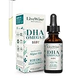 LiveWise Naturals DHA Omega 3 Drops for Kids - Vegan Liquid Omega 3 for Infants,...