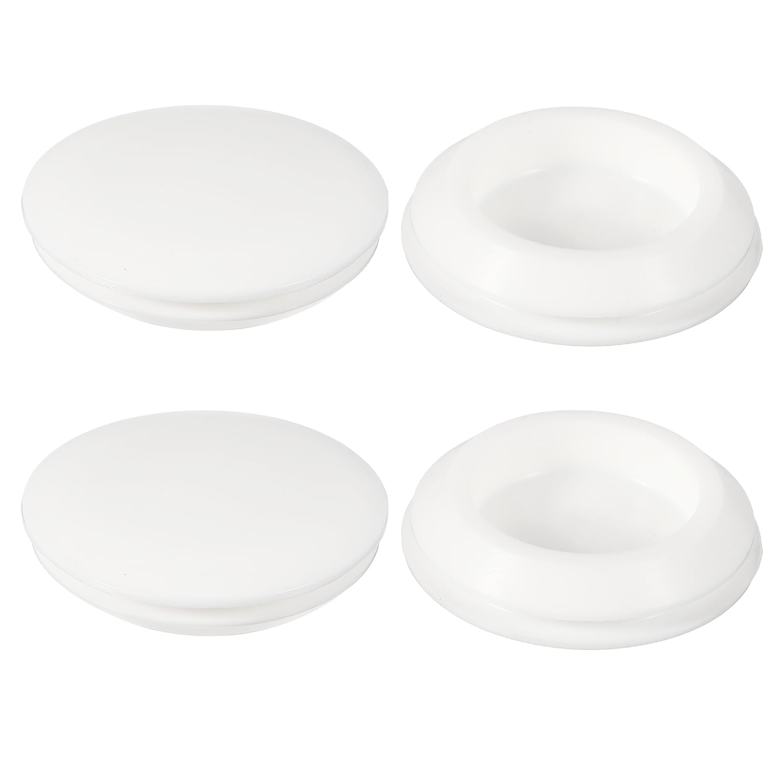 YELARXI Rubber Plugs, Silicone Hole Plugs, T Type Rubber Stoppers, Waterproof Snap Locking End Caps - Fitting for (38 mm Round Holes/Kitchen/Furniture) 38 mm & 4 Pack & White