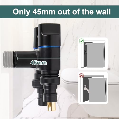 Miniatura 6 de Leyomgamz Válvula Escuadra Doble Wc Esquina G1 2 X G3 4 - Válvulas De Esquina Para Lavavajillas,Válvula De Control Doble,Válvula Esquina Tres Vías Para Baño,Inodoro Control Interruptor Doble Válvula