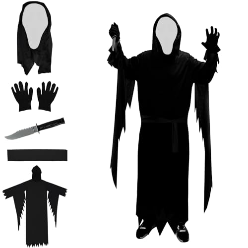 Costume de Ghostface d'Halloween complet pour terrifier vos amis au bal masqué
