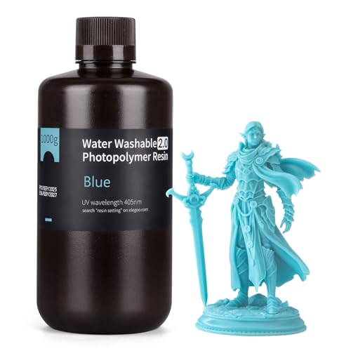 ELEGOO Water Washable 2.0 3D Printer Resin Blue 1000g