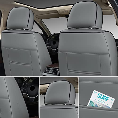 Image of GXT Deluxe Faux Leather Full Coverage Car Seat Cover Anti-Slip Universal Fits for Sedans SUV Pick-up Truck with Headrests,Interior Accessories(Grey and Black)