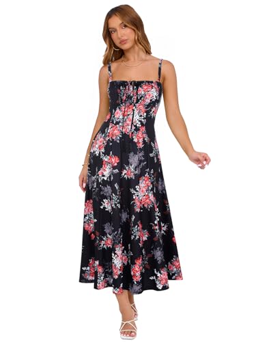 Image of YIOYOLA Corset Dress for Women Casual Tea Party Summer Wedding Guest Flowy Midi Sundress