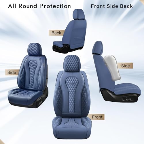 Image of Coverado Seat Covers, Car Seat Covers Front Seats, Blue Car Seat Cover, Waterproof Car Seat Covers, Car Seat Cushion, Front Car Seat Covers Leatherette Car Seat Protector Universal Fit Most Cars