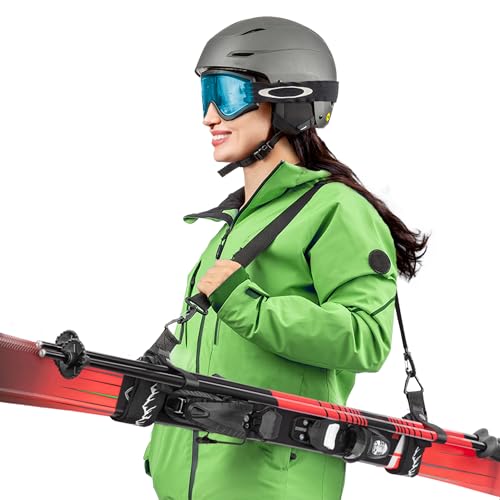 Kapstrom - Ski Straps & Pole Carrier - Black, 2 Pack - Heavy-Duty with Adjustable Strap Length & Cushioned Shoulder Sling - Designed for Kids & Adults to Carry Skis & Poles with Ease