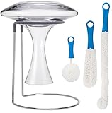 Wine Decanter Drying Stand with Rubber Coated Top to Prevent Scratches, Wine Decanter Drying Rack for Standard Large Wine Decanters, Decanter Cleaner Includes Cleaning Brush