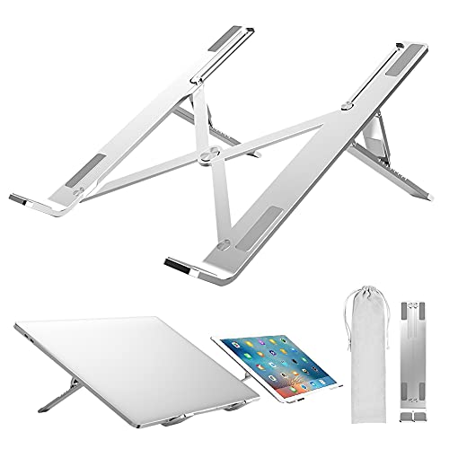 ICE COOREL Supporto PC Portatile, Porta PC Pieghevole, Laptop Stand con 7 Tipi di Angoli Regolabili, Alluminio Ventilato Supporto per Porta Computer MacBook PRO Air iPad Laptop, 10-17.3 