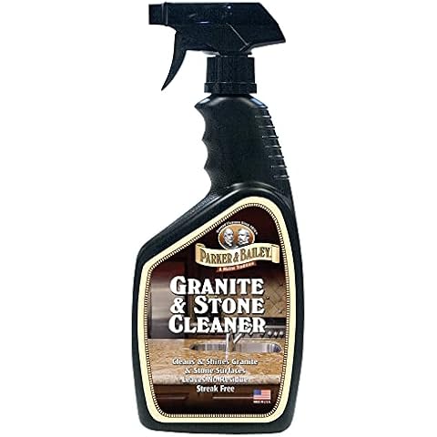 PARKER & BAILEY Granite & Stone Cleaner - Granite Countertop Cleaner Kitchen Island Cleaning Spray Marble Cleaner Tile Cleaner Slate Quartz Daily Granite Cleaner Bathroom Counter Cleaner -White, 24 Oz Cover
