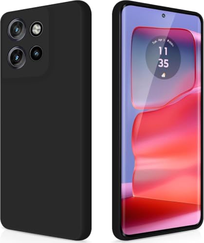 Image of DIZORO Microfiber Candy Case for Motorola Edge 50 Neo 5G Smooth Touch Cushion Liquid Soft Silicone Gel Rubber Phone Cases Non-Slip Full Body Protective Shockproof Back Cover -Black
