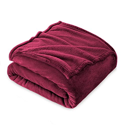 FARFALLAROSSA Coperta Plaid Pile, Coperta Letto Singolo/Matrimoniale 160 x 210 cm Flanella, Coperta Divano Grande Caldo Morbida - Bordeaux