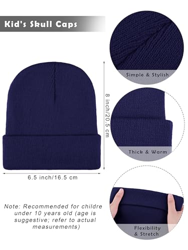 Image of Cooraby 6 Pack Kid's Winter Beanies Hat Full Fingers Gloves Set Skull Winter Caps Stretchy Gloves for Boys Girls