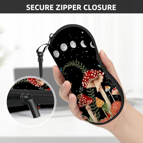Image of Sunglasses Soft Case, Cute Ultra Light Portable Neoprene Zipper Eyeglass Glasses Case with Belt Clip for Men Women