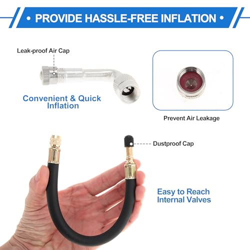 Image of Motoforti 1set 90 Degree Copper Tire Valve Extension with Durable Plastic 250mm Tyre Valve Inflation Adapter for Car Motorcycle RV Truck Bike