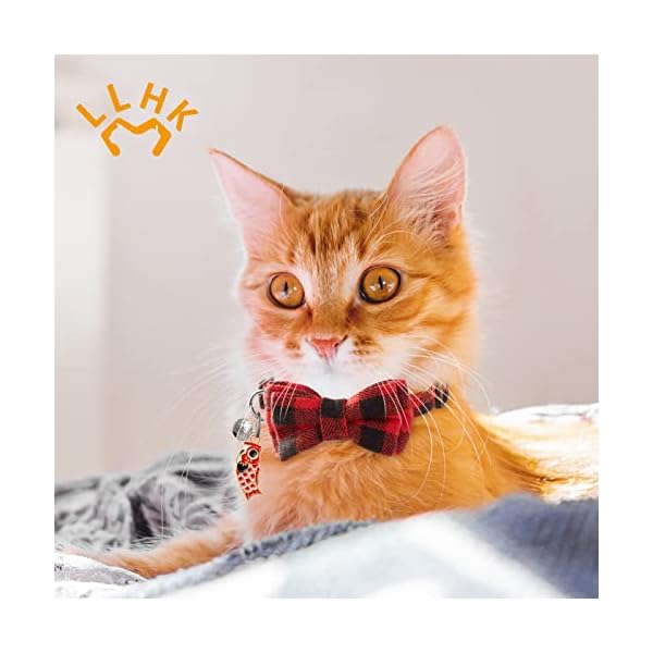 Llhk 4 pack small fish cat collars with bow tie and bell,personalized breakaway kitten collar for girl boy cats,adjustable 7-12inch,cute for kitty kitten adult cats,pet supplies,stuff,accessories - image 3