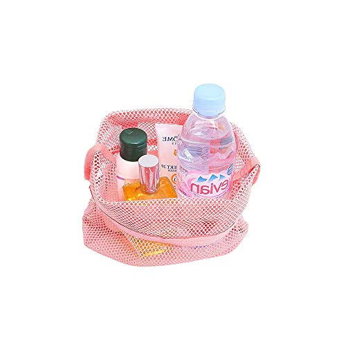 VOANZO Portable Mesh Shower Bag Ideal for Gym Travel Camp Beach Pink - Image 2