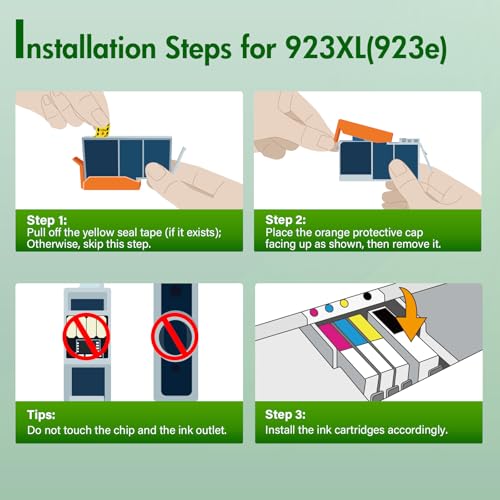 Image of 923 923XL 8130e Ink Cartridges Combo Pack with Chip: Replacement for HP 923e 923XL 923 Ink Cartridges for HP Printer OfficeJet Pro 8130e 8135e 8139e 8138e 8122e 8120 8124e 8125e 8130 8132e 8134e