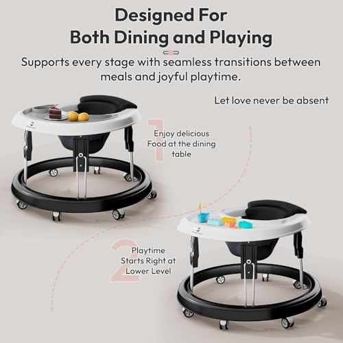 Image of StarAndDaisy Walker for Kids 6 to 24 Months, Baby Walker Boy & Girl with 360 Rotational Wheels & Padded Seat, Foldable Walker for Kids for 1 Year with (Black)