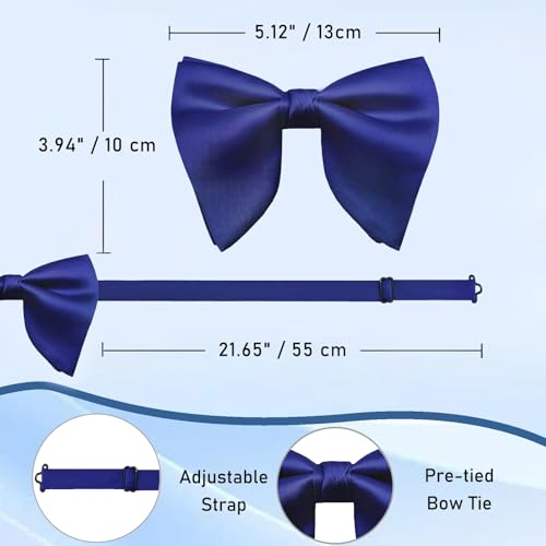 Image of Luckyvestir Oversized Bow Ties for Men, Pre Tied Clip on Men's Black Bowtie for Wedding Tuxedo Banquets Formal Wear