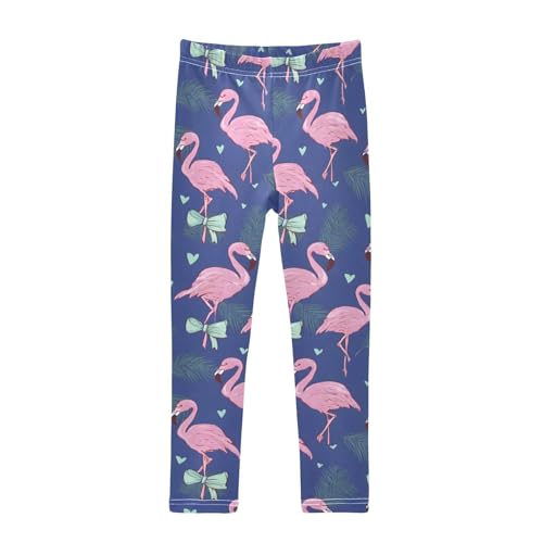 ALAZA Girls' Leggings Children's Yoga Pants Skinny Printed Dance Flamingo Bow Comfortable 4T